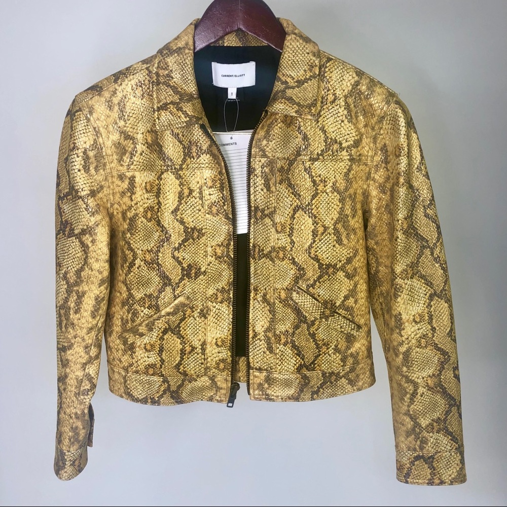 Current/Elliot Leather Snakeskin Jacket